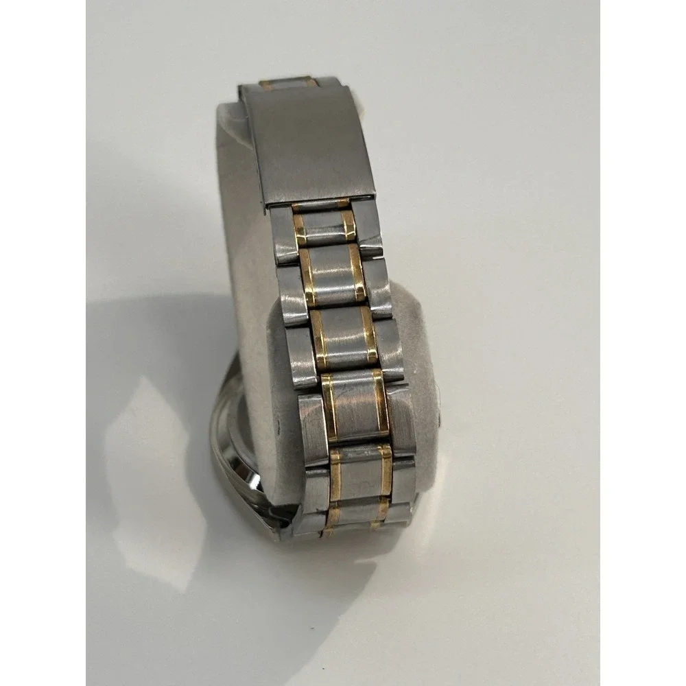 Geneva Two Tone Metal Band Gold‎ Dial Quartz Mens Watch